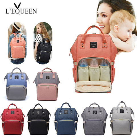 Lequeen Fashion Mummy Maternity Nappy Bag Large Capacity Nappy Bag Travel Backpack Nursing Bag for Baby Care Women's Fashion Bag ► Photo 1/6