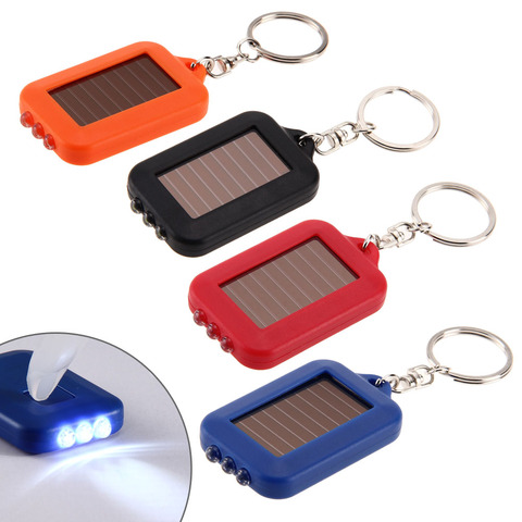 Solar Panel Electric Torch Key Chain Flashlight Camping Lamp Rechargeable Spotlight Power Energy Portable Keyring Light 6x3.5cm ► Photo 1/6