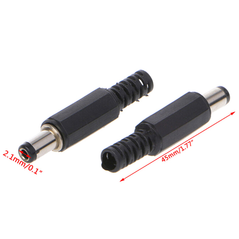 10pcs DC Power Plug 5.5 X 2.1 Mm For Welding Line Black DC Power Male Plug Jack Adapter ► Photo 1/6