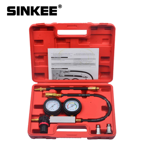 Cylinder Leak Tester Compression Leakage Detector Kit Set Petrol Engine Gauge Tool Double Gauge System Automobile Tools SK1015 ► Photo 1/6