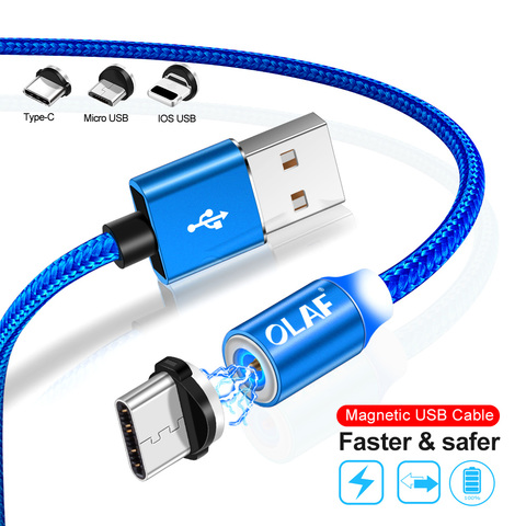 OLAF Magnetic USB Cable For iPhone Xs Xr X Fast Charging Micro USB Cable USB Type C Magnetic Charger For Samsung Xiaomi Huawei ► Photo 1/1