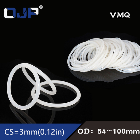 White Silicon Ring Silicone/VMQ Oring OD54/55/60/65/70/75/80/85/90/95/100*3mm Rubber O Ring Seal Oil Gaskets Waterproof Washer ► Photo 1/6