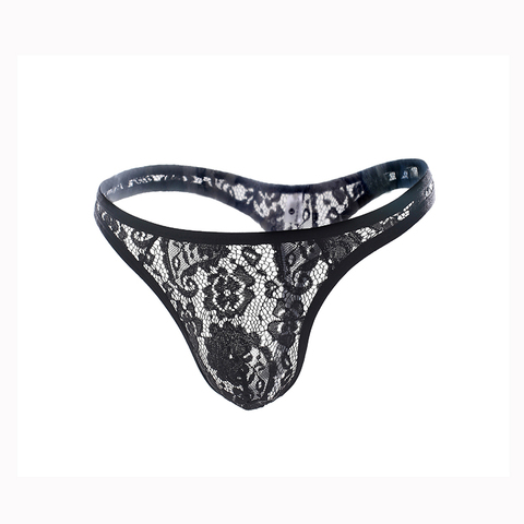 Sexy Men Underwear Lace Thong Tanga hombre G String Pouch Transparent Briefs Underpants T-Back Hollow Out Lingerie Male Panties ► Photo 1/6