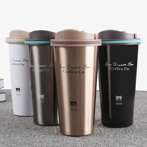 Drink Cup Coffee Mug Thermos Bottle - 450ml Portable Thermos Mug Coffee Cup  Lid - Aliexpress