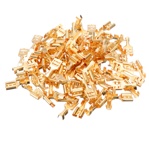 100pcs Flat Receptacles 6.3 mm Cable Lugs Spade Terminal Connector 0.5-1.5mm Uninsulated Brass Female Terminal ► Photo 1/6