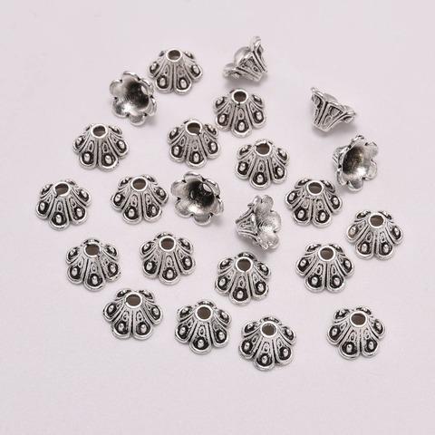 50pcs/Lot 8mm 6 Petals Tibetan Antique  Flower Loose Sparer End Bead Caps Cone For DIY Jewelry Making Findings Earrings ► Photo 1/4