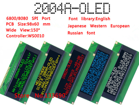 2.88'' EH002004A 2004 204 20*4 Military Level Character OLED Module Screen build-in WS0010 Parallel Serial SPI ► Photo 1/2