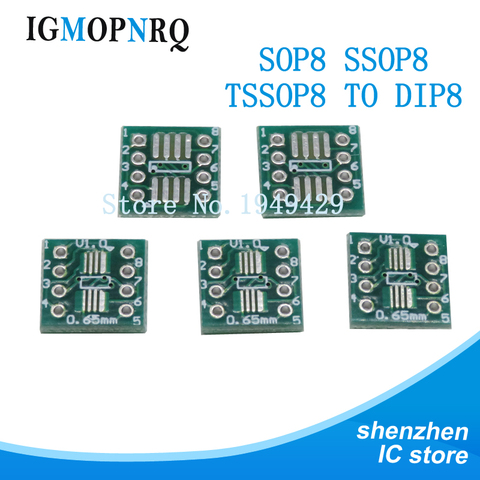 10PCS TSSOP8 SSOP8 SOP8 SMD to DIP8 IC Adapter Converter Socket Board Module Adapters Plate 0.65mm 1.27mm Integrated ► Photo 1/3