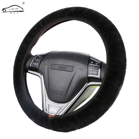 Winter Thicken Short Plush Car Steering Wheel Cover Universal Size /Warm Fluffy Steering Wheel Braid  Easy to Install ► Photo 1/6