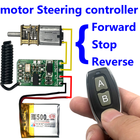 3.7v 4.5v 9v 12v motor Forward Reverse steering Controller module wireless remote control switch 433mhz rf transmitter receiver ► Photo 1/6