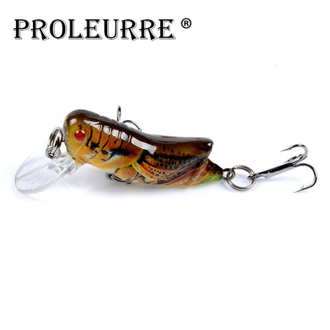 Proleurre Grasshopper Insects Fishing Lures 45mm 3.5g Artificial Baits Pesca Flying Fishing Wobblers Hard Crank Bait Tackle ► Photo 1/1