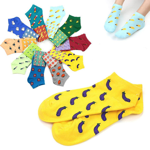 Cute Fruit Patterned Short Cartoon Socks Women Art Print Cotton Thin Summer Socks Kawaii Summer Funny Ankle Socks Low Hosiery ► Photo 1/6