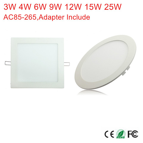 Ultra Thin Led Panel light Round/Square 3w 4w 6w 9w 12w 15w 25w LED Ceiling Recessed Down Light AC85-265V + Driver LED downlight ► Photo 1/6