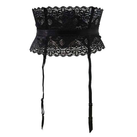 Women Garters fashion Lace Garter Belt 4 Wide Straps Metal Buckles Sexy Suspender Belt for Stocking Retro Sexy Lingerie S508B ► Photo 1/1