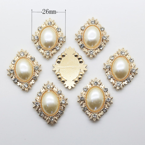 10 pcs /set  Alloy Pearl Diamond button,Artificial ivory wedding decoration  Metal button accessory 32mm*26mm ► Photo 1/6