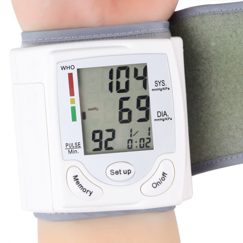 Health Care Monitor Automatic Digital LCD Display Wrist Blood Pressure Monitor Heart Beat Rate Pulse Meter Measure White Carry ► Photo 1/6