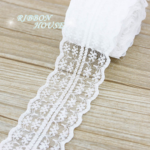 (5 yards/roll) 45mm White lace fabric Webbing Decoration Lovely gift packing Material ► Photo 1/6