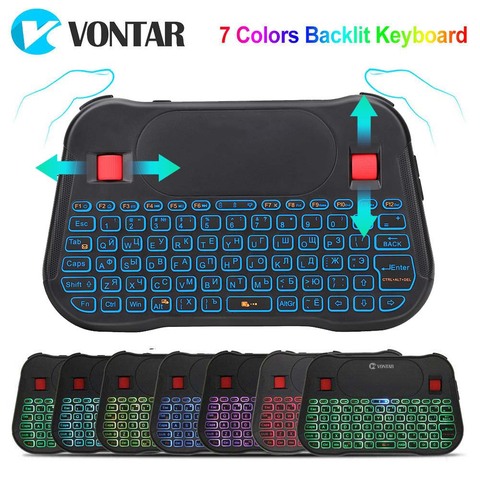 Air Mouse 2.4GHz Wireless mini keyboard 7 colors Backlit Russian English T18 Plus i8 + Touchpad Controller For Android TV BOX PC ► Photo 1/5