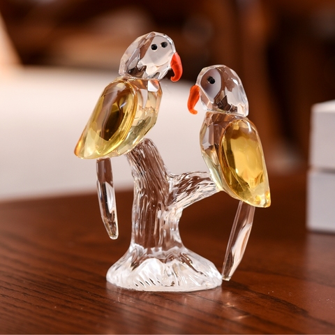 1 Pair Crystal Glass Parrots Decorated Ornaments Wedding Gifts ► Photo 1/5