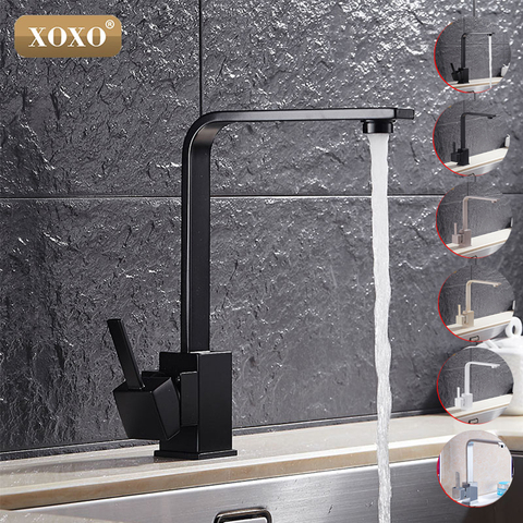 XOXO Free Shipping Polished Black Brass Swivel Kitchen Sinks Faucet 360 degree rotating Kitchen Mixer Tap 83030H ► Photo 1/6