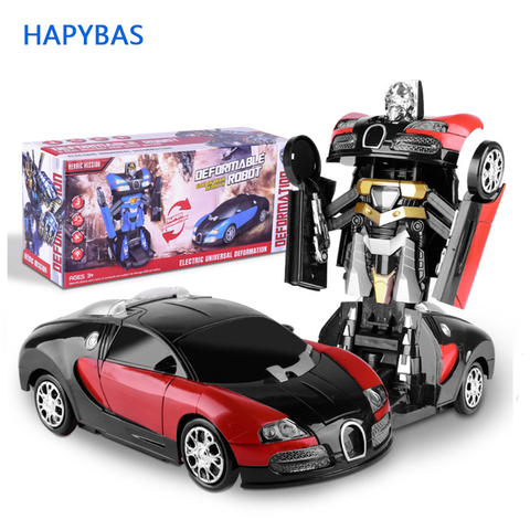 Electronic Deformation Music Car Toys Cool Light Transformer Robot Car Toys Univeral Wheel Glowing Kids Children Gift ► Photo 1/6