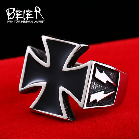 BEIER 2022 Man Punk Cool For Stainless Steel 3D Cross Style Rings Men  Fashion Jewellery Unique Gift BR8-205 US Size ► Photo 1/4