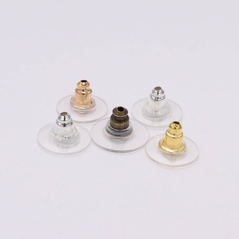 100pcs/lot Gold Post Nuts Silicon Stud Earring Back Blocked Ear Plugging For Earrings Stoppers Jewelry Making Accessories ► Photo 1/6