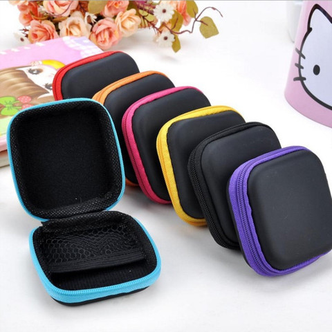 1pc Zipper Earphone Case Leather Earphone Storage Box Portable Travel USB Cable Organizer Carrying Hard Bag For Coin Memory Card ► Photo 1/6