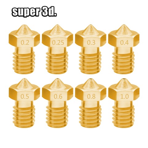 5 pcs 3D printer V5 V6 nozzle M6 thread 0.2/0.25/0.3/0.4/0.5/0.6/0.8/1.0mm nozzle size for 3.00mm filament ► Photo 1/6