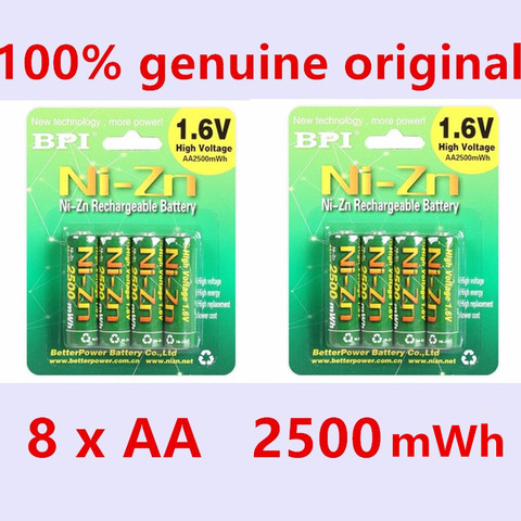 8pcs/lot Original BPI AA 2500mAh 1.6V 1.5V NI-Zn Battery Low self-discharge batteries high persistence rechargeable batteries ► Photo 1/6