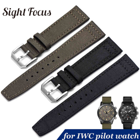 20mm 21mm 22mm Nylon Canvas Fabric Watch Band for IWC Pilot Spitfire Timezone Top Gun Strap Green Black Belts Wristwatch Straps ► Photo 1/6