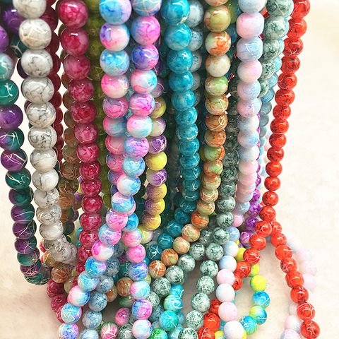 Wholesale 4/6/8/10mm Multicolor Glass Beads Round Loose Spacer Beads Pattern For Jewelry Making DIY Bracelet Necklace #39 ► Photo 1/2