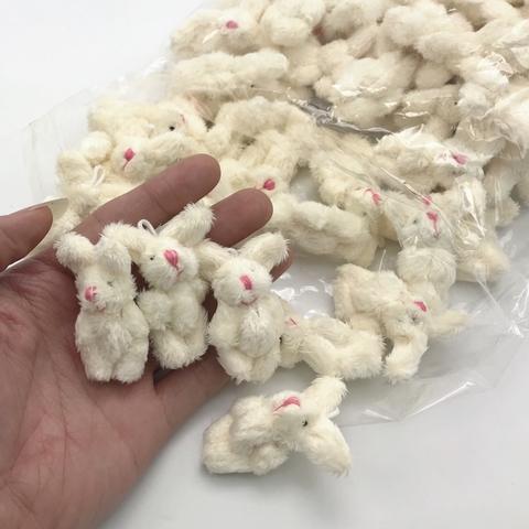 10pc/lot  4cm  4colors  Soft Mini Joint Rabbit Pendant Plush Bunny For Key Chain Bouquet Toy Doll DIY Ornaments Gifts ► Photo 1/6