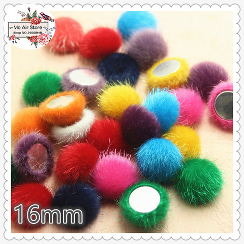 50pcs mix color Flatback hairy Fabric Covered round high cabochon Buttons Home Garden Crafts Cabochon Scrapbooking DIY 16mm ► Photo 1/1