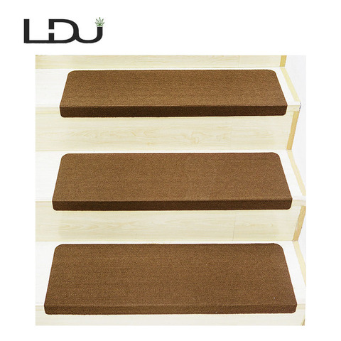 RULDGEE 13PCS Self-adhesive Non-slip Home Polyester PVC Stair Carpet for Living Room Solid Color Stair Mat Protector Rug ► Photo 1/6