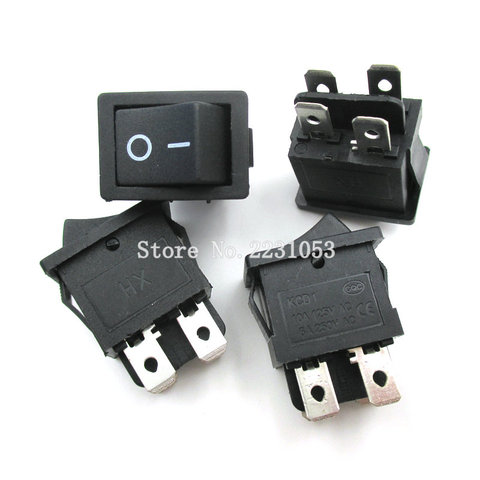 5PCS/Lot New KCD1-104 6A 250V/10A 250V LCD TV Power Switch 4 Contact Points Boat Rocker Switches Black Wholesale ► Photo 1/1