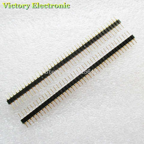 10PCS/LOT Gold Plated 2.54mm Male 40 Pin Single Row Straight Round Pin Header Strip ► Photo 1/1