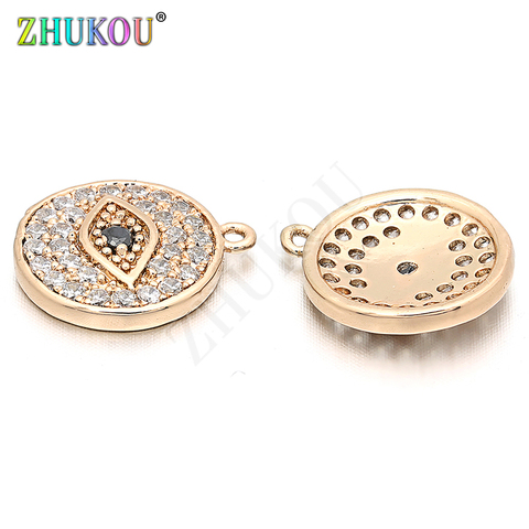12mm Handmade Brass Cubic Zirconia cute Eyes Charms Pendants DIY Jewelry Findings, Hole: 0.5mm, Model: VD39 ► Photo 1/5