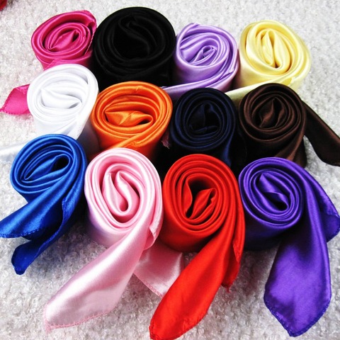 50X50CM Fashion Solid Women Square Scarf Fake Silk Wraps Elegant Floral Spring Summer Head Neck Hair Tie Band Neckerchief ► Photo 1/6