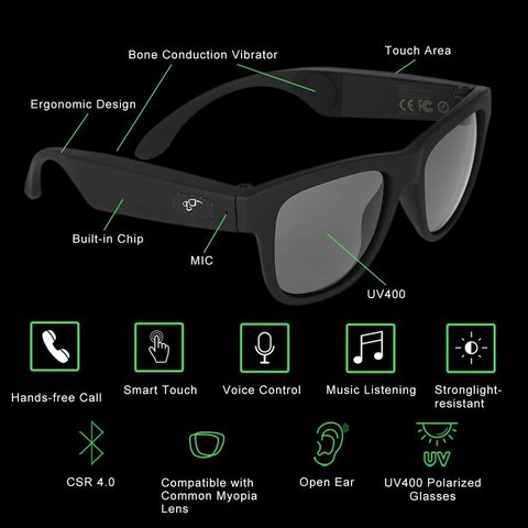 G1 Bone Conduction Bluetooth Earphone Smart Sport Sunglasses Wireless Stereo Music Sunglasses Sports Headset Headphone ► Photo 1/1