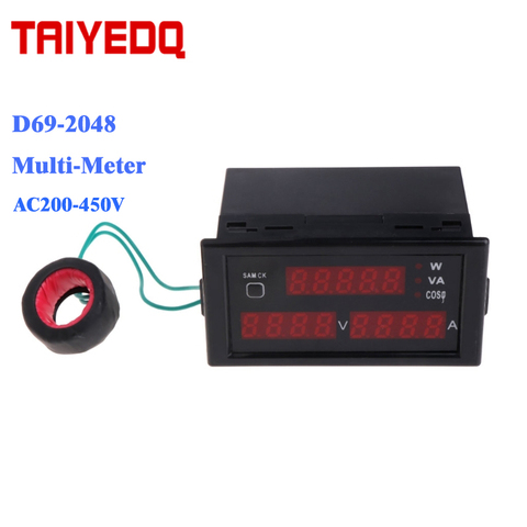 DL69-2048 Power Consumption Meter  AC Voltmeter Ammeter Voltage Current Meter AC200-450V  CT outside electrical VA meter ► Photo 1/2