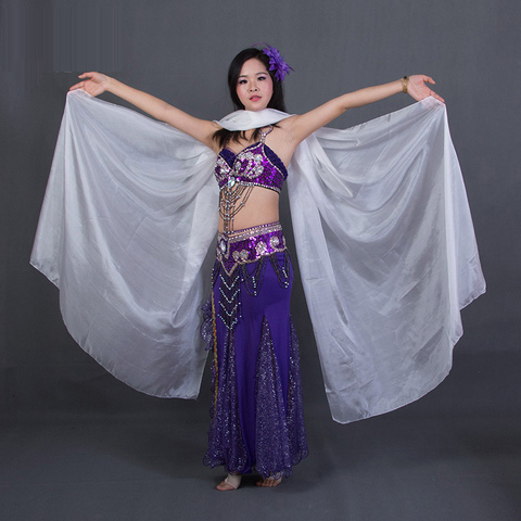 Hot sale 8 colors dyed 100% pure natural silk veils for belly dance 270cm long for dancer show on the stage hand veil ► Photo 1/6