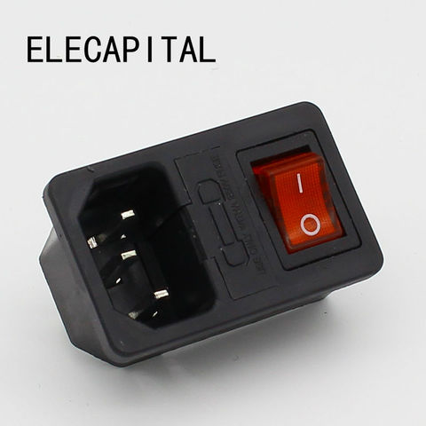 with 10A fuse ! Red Rocker Switch Fused IEC 320 C14 Inlet Power Socket Fuse Switch Connector Plug Connector ► Photo 1/5