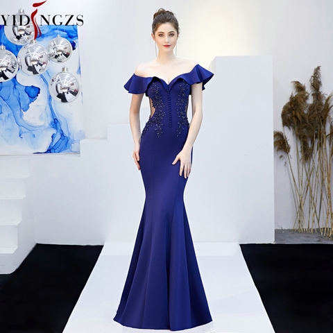 YIDINGZS See-through Appliques Beaded Long Evening Dress Off the Shoulder Elegant Evening Party Dress YD16288 ► Photo 1/6