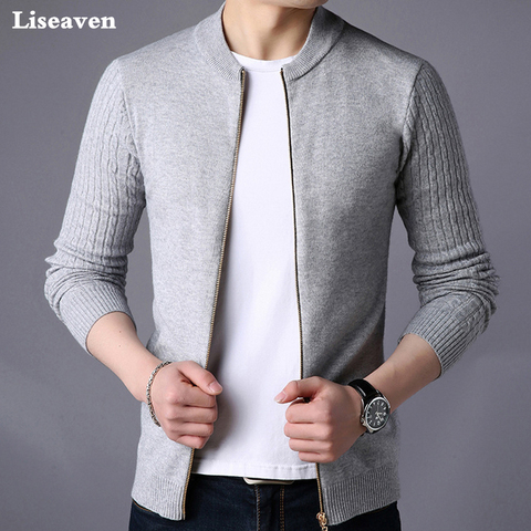 Liseaven Men's Sweater Male Jacket Solid Color Sweaters Knitwear Warm Sweatercoat Cardigans Men Clothing ► Photo 1/6