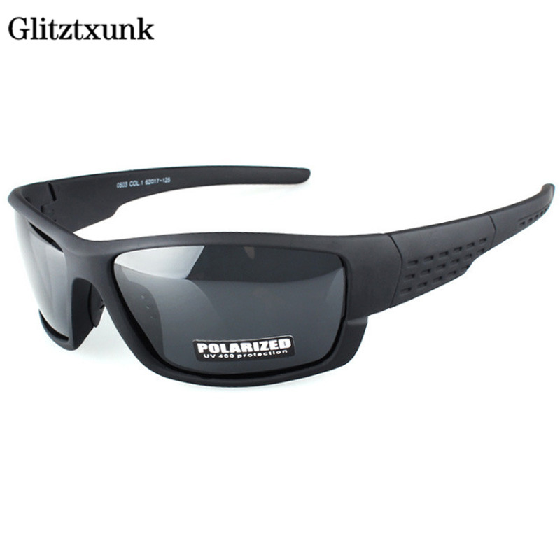 Glitztxunk Polarized Sunglasses Men Black Square Retro Sun 
