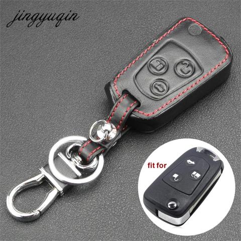 jingyuqin 3 Button Remote Flip Key Leather Cover For Ford Focus KA Mondeo Fiesta Fob Shell Case ► Photo 1/3