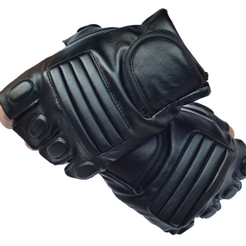 Men's Black PU Leather Tactical Gym Glove Army Military Sport Fitness Cycling Glove Half Finger Driving Glove Guantes Luvas G141 ► Photo 1/2