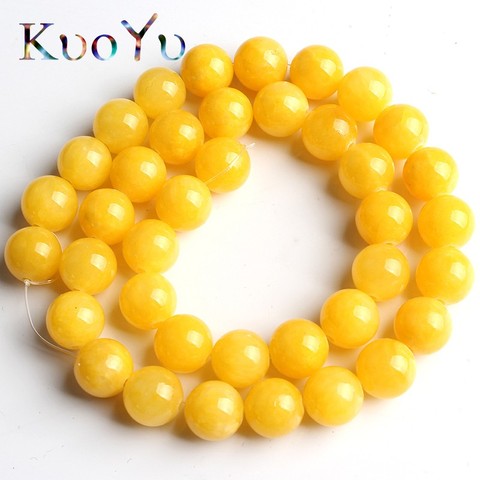 Natural Stone Dark Yellow Cloud Jades Beads Round Loose Bead For Jewelry Making 15