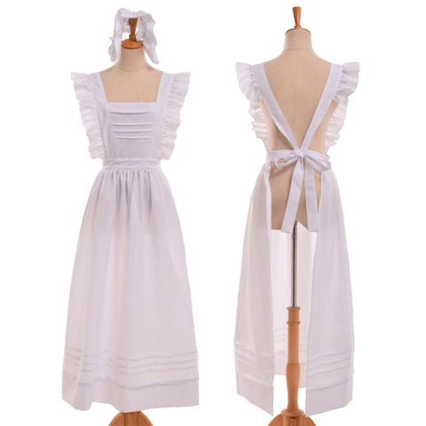 Maid Cosplay Women Victorian Edwardian Style British Servant Cotton Housekeeper Apron with Headpiece ► Photo 1/6